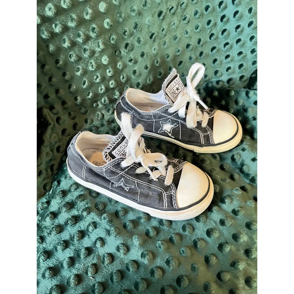 Converse All Star little kid size 9 9c black low top shoes sneakers